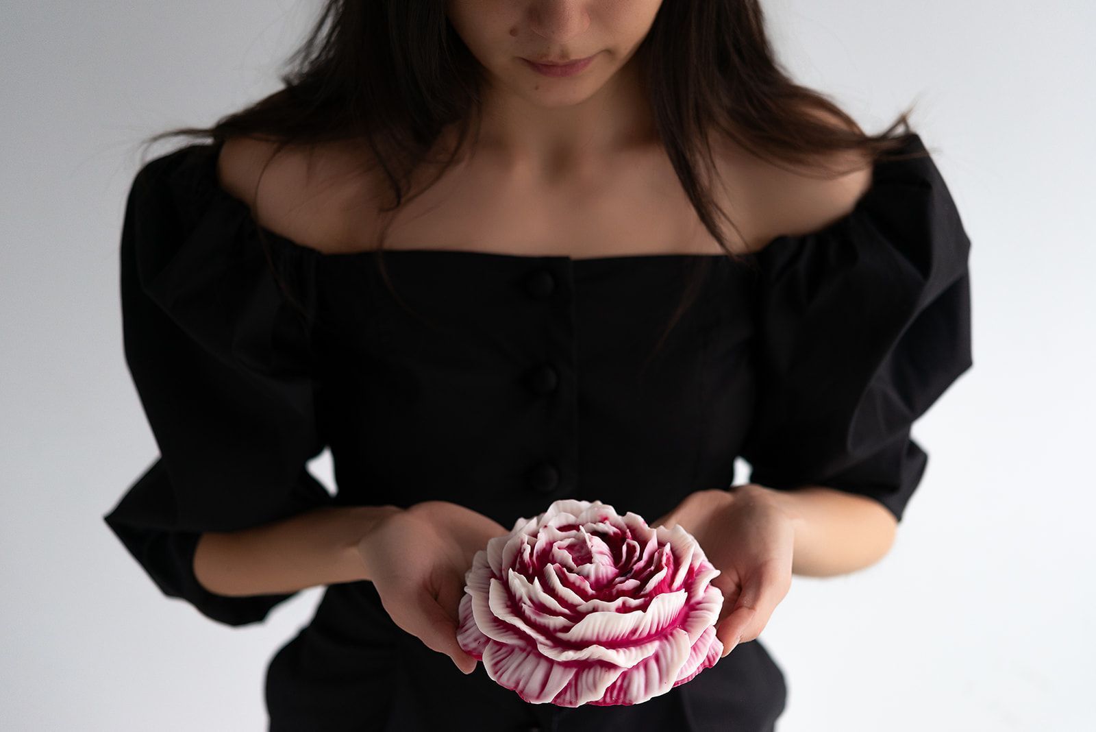 Vela peonía Grande XXL color Magenta / Cera de soja / Hecho a mano / Forma de rosa / Regalo de flores