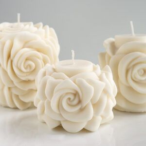 Vela de flor de rosa / Vela decorativa hecha a mano de verano de moda / Vela en forma de pilar / Decoración interior estética / Vela vegana
